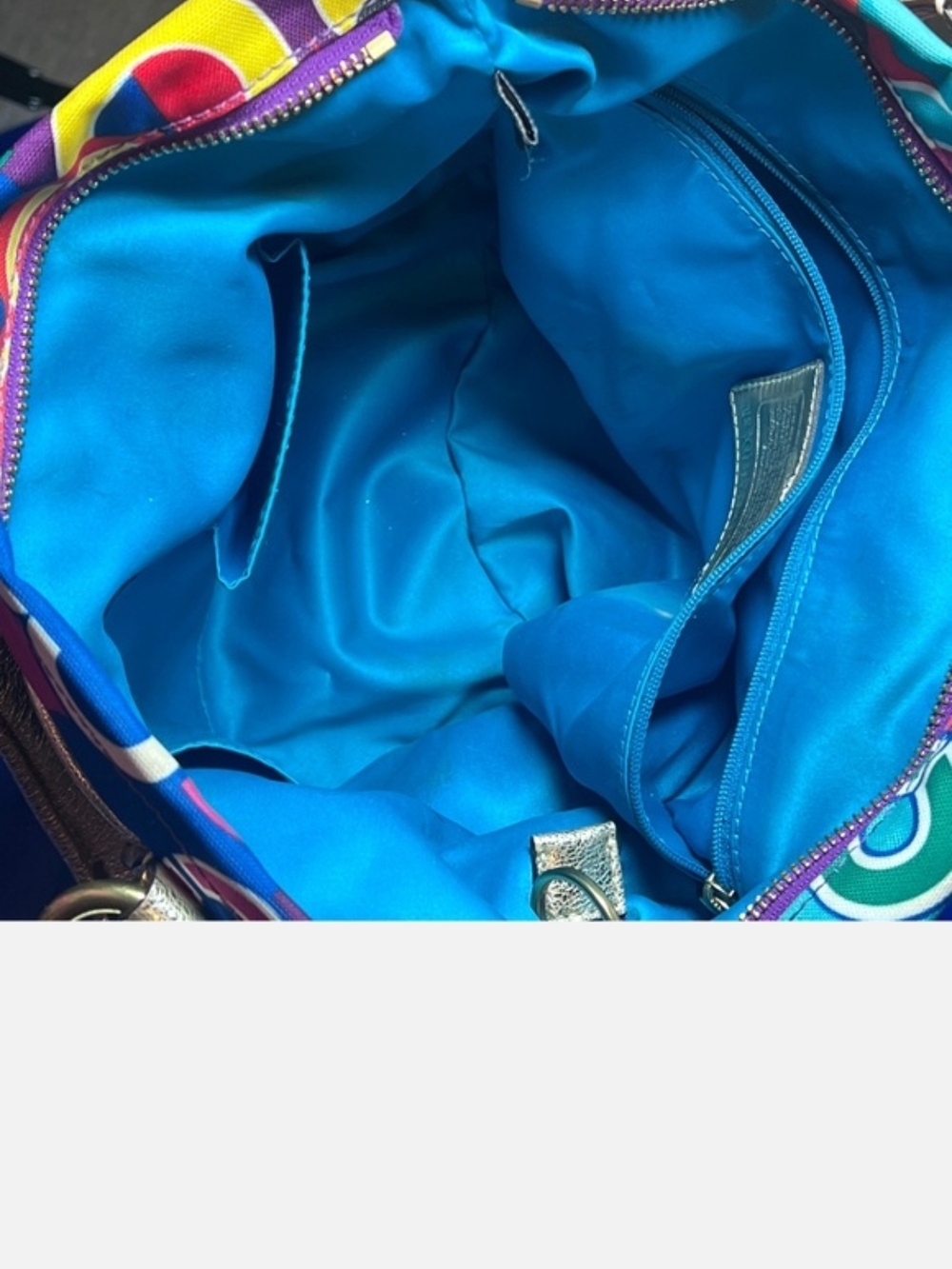 Coach Multicolor Signature Print Tote with Metallic Straps - Picture 9 of 10